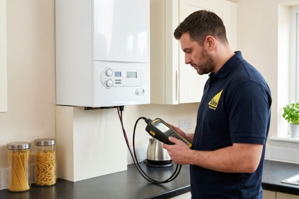 Gas safe engineer repairing a boiler